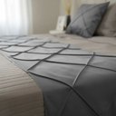 Ver imagem 3 de Peseira Drapeada Veludo Luxo 2,15x0,50m Dupla Face cama casal Cinza Claro