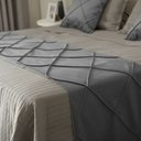 Ver imagem 5 de Peseira Drapeada Veludo Luxo 2,15x0,50m Dupla Face cama casal Cinza Claro