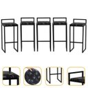 Ver imagem 1 de Kit 5 Banqueta Quadrada Preta para Balcão Ilha Cozinha Gourmet Bancada Piscina Bares Àrea de Lazer