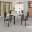 Ver imagem 1 de Conjunto de Mesa Tubular 120cm x 75cm Tampo Granito Ocre com 4 Cadeiras Lara Prata/Preto Liso/Mart