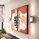 Ver imagem 1 de Kit 2 Telas Canvas com Moldura Abstrata e Costela de Adão Preto - Grande