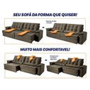 Ver imagem 5 de Sofá Retrátil Reclinável 2,30m Ascari Suede Velut Marrom Claro Molas Ensacadas - King House