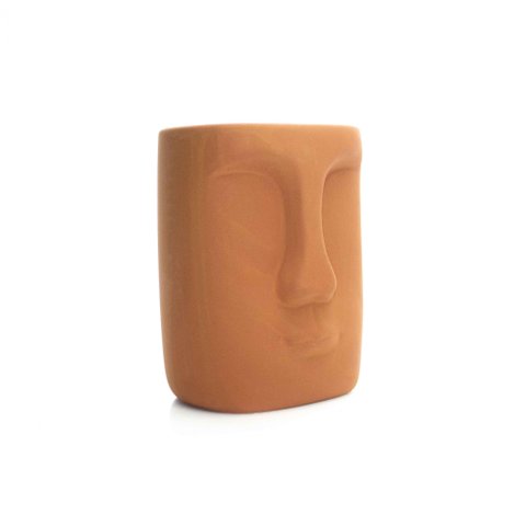 Cachepot Decorativo em Cerâmica Rosto Terracota 17x14cm - D’Rossi