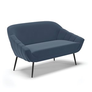 Namoradeira Giovana 02 Lugares Suede Pés Palito de Ferro - D'Rossi - Azul Marinho