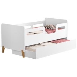 Cama Infantil Bicama com 2 Colchão e Grade Proteção Cecília Branco - 2