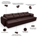 Ver imagem 4 de Sofá Retrátil para Sala de Estar 5 Lugares 379cm Riza S03 Couro Caramelo - Lyam Decor