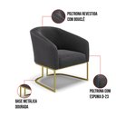 Ver imagem 7 de Kit 2 Poltronas Stella Bouclê Grafite Base Metálica Industrial Dourado - D'Rossi