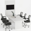 Ver imagem 1 de Mesa de Reunião para Escritório com Painel 8 Lugares Branco