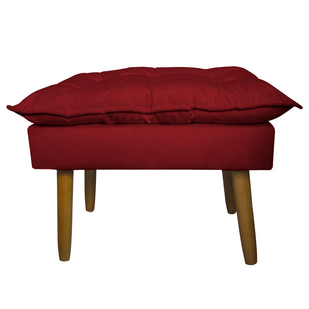 Conjunto Decorativo Poltrona com Puff Opala Suede Vermelho - Montanaris Decor MD MONTANARIS DECOR - 3