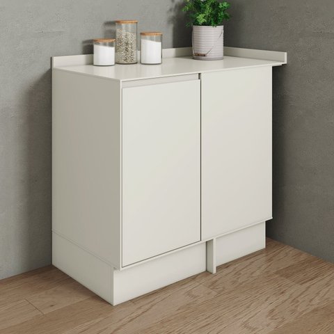 Balcão Canto Reto 1 Porta com Tampo 100% MDF Fineze Bege/Areia HP