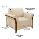 Ver imagem 5 de Kit Sofá Living 3 Lugares e Poltrona 102cm Pés Madeira Roya M22 Linho Champanhe - Mpozenato