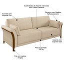 Ver imagem 3 de Kit Sofá Living 3 Lugares e Poltrona 102cm Pés Madeira Roya M22 Linho Champanhe - Mpozenato