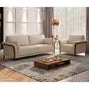 Ver imagem 2 de Kit Sofá Living 3 Lugares e Poltrona 102cm Pés Madeira Roya M22 Linho Champanhe - Mpozenato