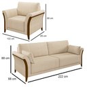 Ver imagem 4 de Kit Sofá Living 3 Lugares e Poltrona 102cm Pés Madeira Roya M22 Linho Champanhe - Mpozenato