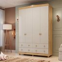 Ver imagem 1 de Guarda-Roupa de Bebê 4 Portas e 4 Gavetas 156cm 100% MDF Maya Clássico Espresso Móveis Bege/Off White/Amêndoa