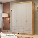 Ver imagem 7 de Guarda-Roupa de Bebê 4 Portas e 4 Gavetas 156cm 100% MDF Maya Clássico Espresso Móveis Bege/Off White/Amêndoa
