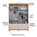 Ver imagem 5 de Guarda-Roupa de Bebê 4 Portas e 4 Gavetas 156cm 100% MDF Maya Clássico Espresso Móveis Bege/Off White/Amêndoa