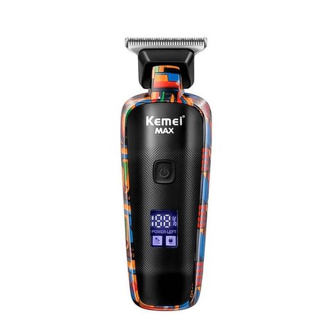 Máquina de Cortar Barba Cabelo Kemei a Bateria Visor Digital