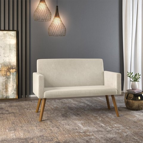 Sofá Namoradeira 2 Lugares - Balaqui Decor Cor:Bege