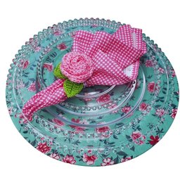 Kit 4 Guardanapos de Tecido Algodão Xadrez Rosa 39cmx39cm - 2