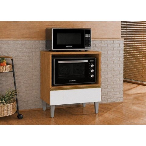 Balcão Armário de Cozinha Multiuso 1 Gaveta para Forno e Micro-Ondas 60cm Alinne