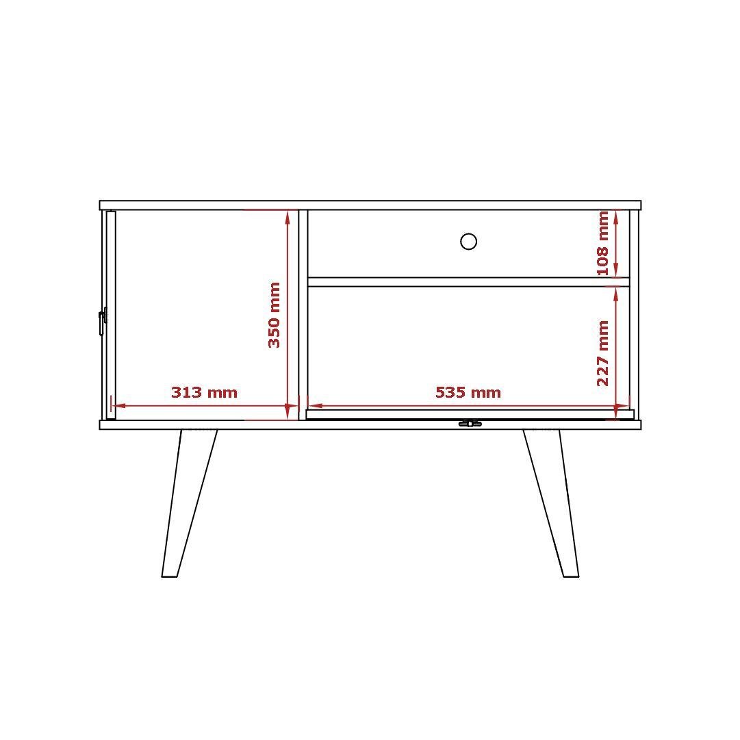 Rack para Tv Retrô 2 Portas Yan - Branco com Cumarú - 5