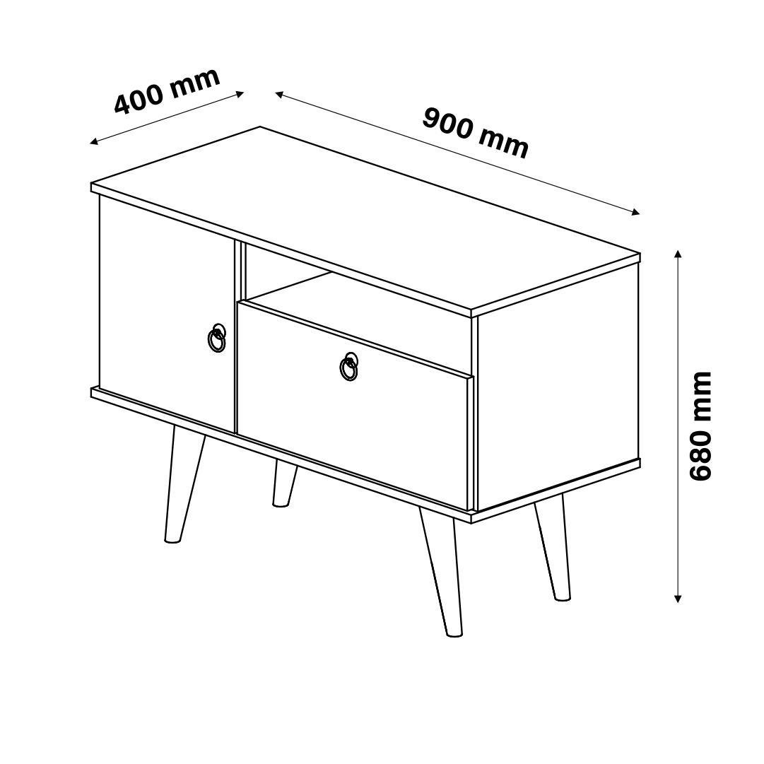 Rack para Tv Retrô 2 Portas Yan - Branco com Cumarú - 6