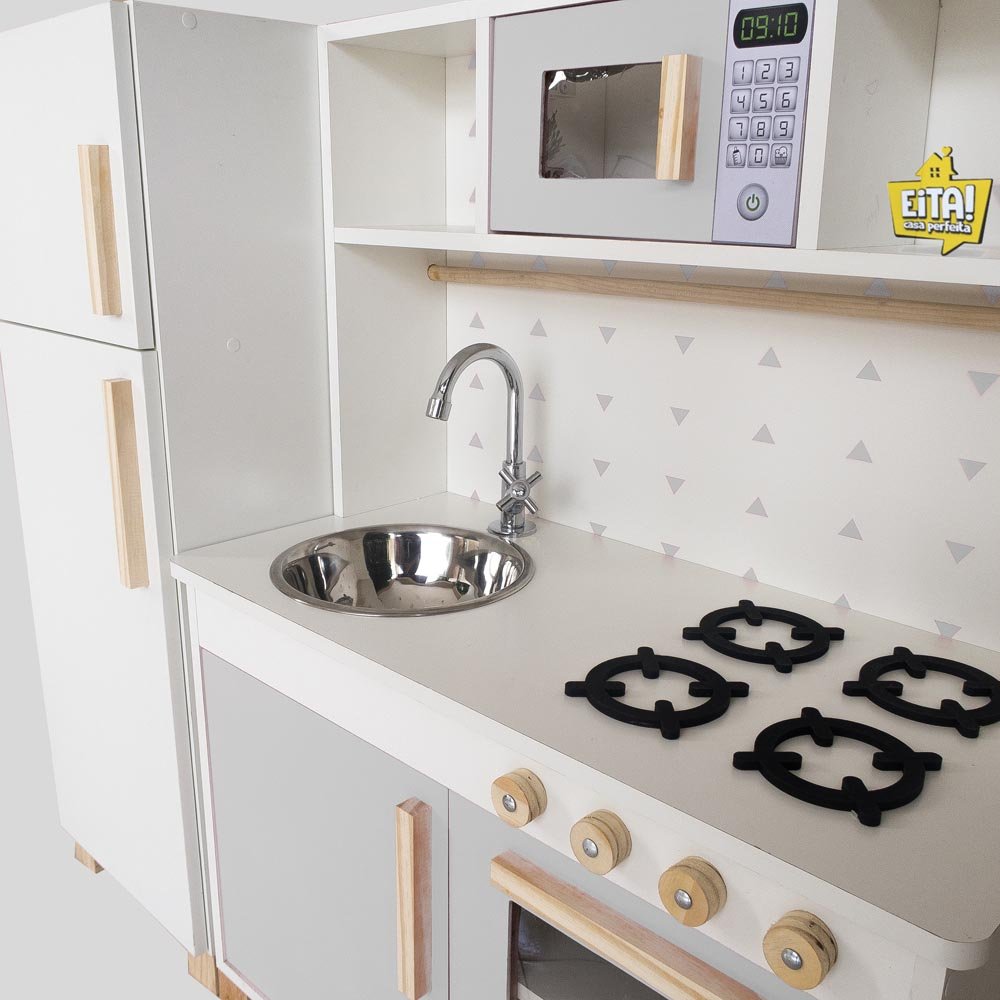 Kit Cozinha Infantil Cinza com Geladeira Eita Casa Perfeita - 2