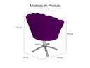 Ver imagem 3 de Poltrona Decorativa Pétala Base Giratória Metal Suede Roxo Mz Decor