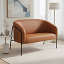 Ver imagem 1 de Sofá 2 Lugares Namoradeira Stella Base Industrial Alta Preta Sintético Pu D03 - D’Rossi