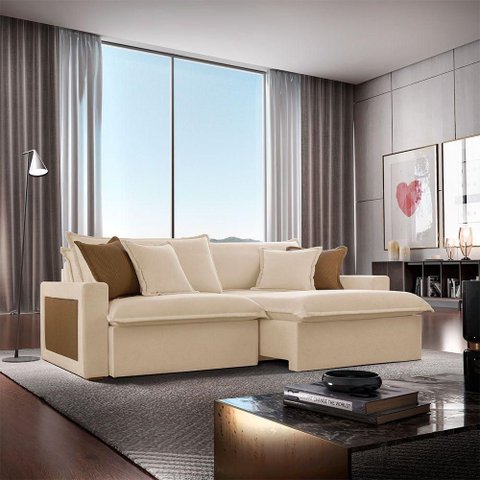 Sofá Dallas Linho Dois Módulos de 90cm B15 Meu Sofá Online A294 Linho Creme