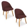 Kit 02 Cadeiras Jantar Bela Suede Pés Palito Castanho Pallazio - 1