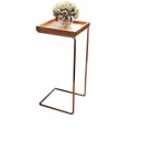 Ver imagem 6 de Mesa de Apoio Lateral para Sofá Anny Base em Metal Cobre Tampo Mel