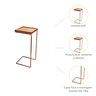 Mesa de Apoio Lateral para Sofá Anny Base em Metal Cobre Tampo Mel - 2