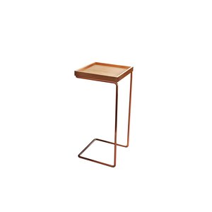 Mesa de Apoio Lateral para Sofá Anny Base em Metal Cobre Tampo Mel