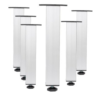 Kit 6 Pé Alumínio 20cm Fosco Cozinha Móveis 40x40 Regulável