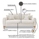 Ver imagem 7 de Sofá Living 3 Lugares Bouclê Branco 2.20m Pés em Madeira Bz Home Decor
