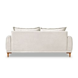 Sofá Living 3 Lugares Bouclê Branco 2.20m Pés em Madeira Bz Home Decor - 6