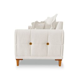 Sofá Living 3 Lugares Bouclê Branco 2.20m Pés em Madeira Bz Home Decor - 3
