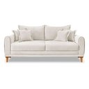 Ver imagem 4 de Sofá Living 3 Lugares Bouclê Branco 2.20m Pés em Madeira Bz Home Decor