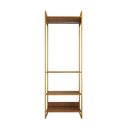 Ver imagem 3 de Guarda Roupa Aberto Industrial Modulado Solteiro Amêndoa Cabideiro Base Dourada