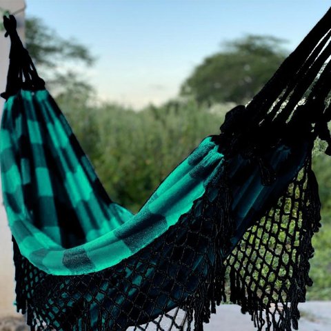Rede de Descanso Balanço Verde com Preto 1.40x3.60 M