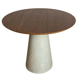 Mesa de Jantar Cone Redonda 100 Cm Tampo Imbuia Base Concreto Cor Cinza - 2