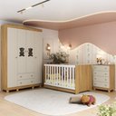 Ver imagem 2 de Quarto de Bebê Completo Berço Americano 3 em 1 Colchão Fofura Multimóveis Mp4665 Madeirado/off