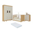 Ver imagem 1 de Quarto de Bebê Completo Berço Americano 3 em 1 Colchão Fofura Multimóveis Mp4665 Madeirado/off