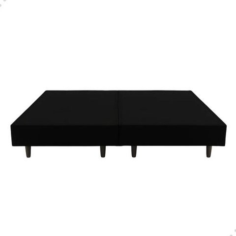 Base Box para Cama Casal Dobrável Suede 188x138 cm Bipartido - Preto