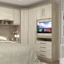 Ver mais imagens de Guarda-Roupa de Canto com Cabeceira Casal e Painel Giratório Pra Tv Até 32 Polegadas Master Espresso