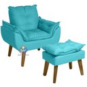 Ver imagem 3 de Kit 02 Poltrona e Puff Opala Suede Azul Turquesa Smf Decor