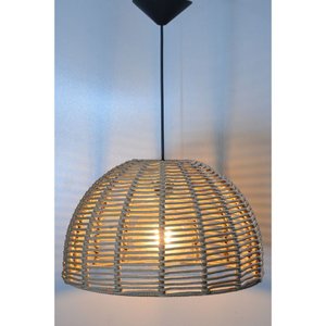 Pendente Luminária Meia Lua Grande Corda Náutica 40x25 +fio:rami/110v/220v