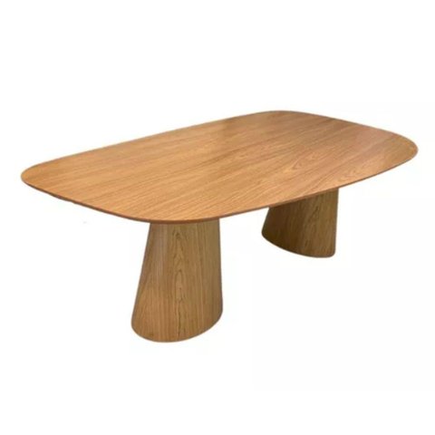 Mesa de Jantar Cone Orgânica Oval 244x137 Cm com 2 Bases Freijó Tampo Freijó
